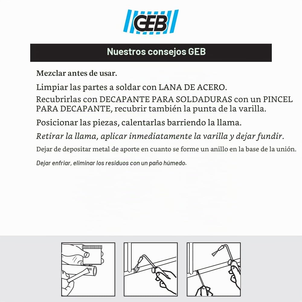 GEB Varillas para soldadura de metal – 40% plata – Lote de 2 palillos