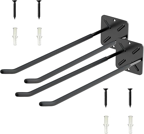 OLORLEN Organizador de pared de garaje resistente, organizador de herramientas de jardín con 2 ganchos, estantes de acero para herramientas de