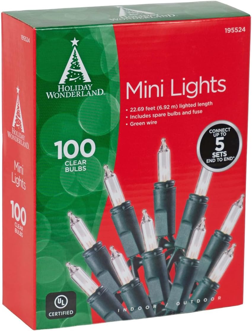 Holiday Wonderland 100 Count Clear String to String Miniature Christmas Light Sets - Pack of (2)