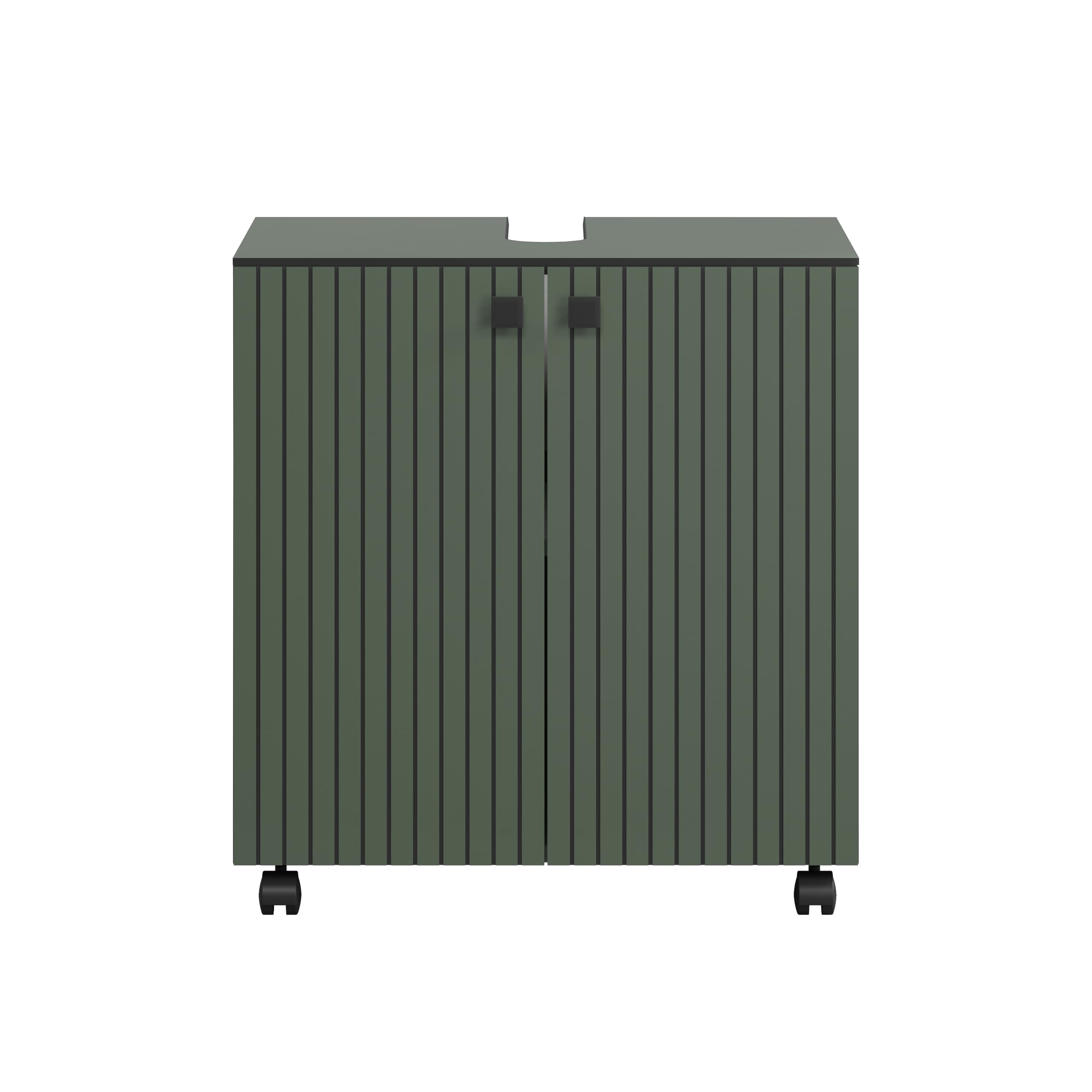trendteam smart living - PureBliss – szafka pod umywalkę na kółkach – zielona – umywalka z półką wkładaną – (szer. x wys. x gł.) 60 x 64 x 42 cm – szafka łazienkowa o wyglądzie rowków – eleganckie
