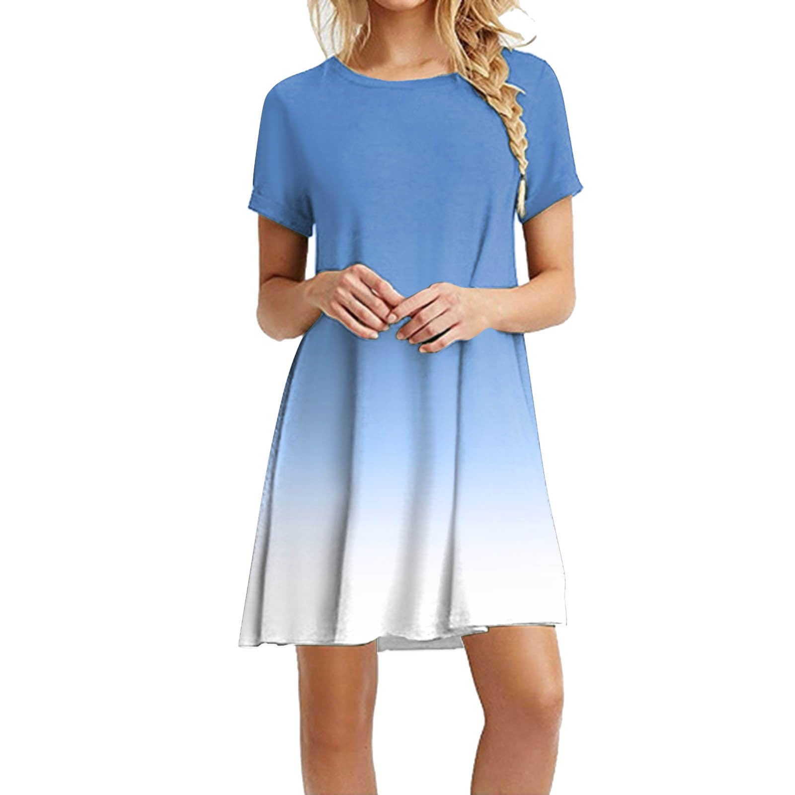 slim fit dress slacks Women Casual Crewneck Short Sleeve Pockets Swing T-Shirt Dress main image 1