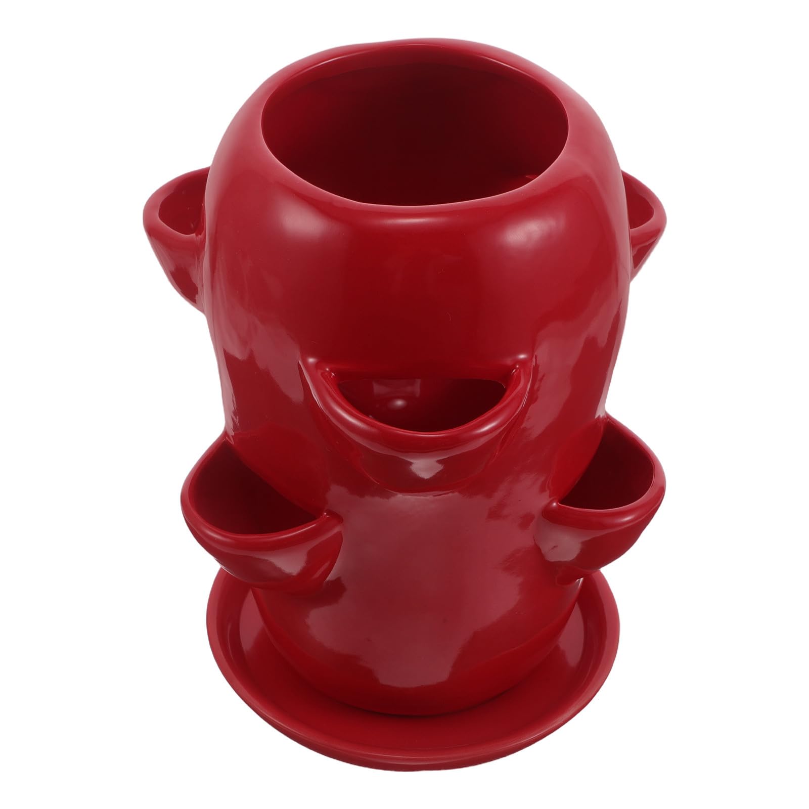 TOYANDONA Ceramiczna doniczka w kształcie jabłka – wyjątkowa dekoracyjna doniczka z podstawką do sukulentów, ziół i roślin doniczkowych