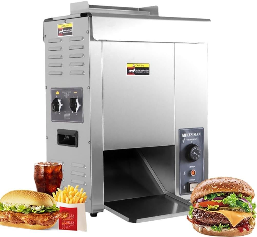 Pionowy Opiekacz Do Burgerów, 2000w Komercyjny Opiekacz Do Hamburgerów, 1500 Kromek/Godzinę, Korpus Ze Stali Nierdzewnej, 50-300°c, Szybkie Nagrzewanie, Do Restauracji/Wózków Z Jedzeniem