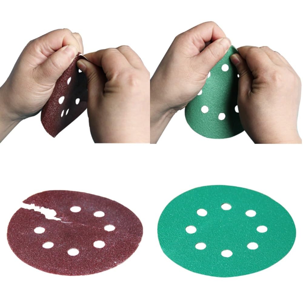 Tarcze szlifierskie, 100 sztuk 125mm papier ścierny 5 "filmowa tarcza szlifierska profesjonalny papier ścierny zapobiegający zatykaniu hak i pętelka narzędzia ścierne grys(400grit)