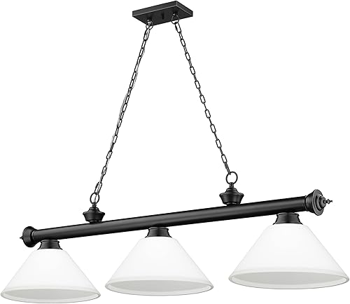 Miniatura 8 de Z-Lite 2306-3BRZ-AMO14 Cordon - 3 billares ligeros en estilo tradicional y clásico, 18.75 pulgadas de alto y 14 pulgadas de ancho,