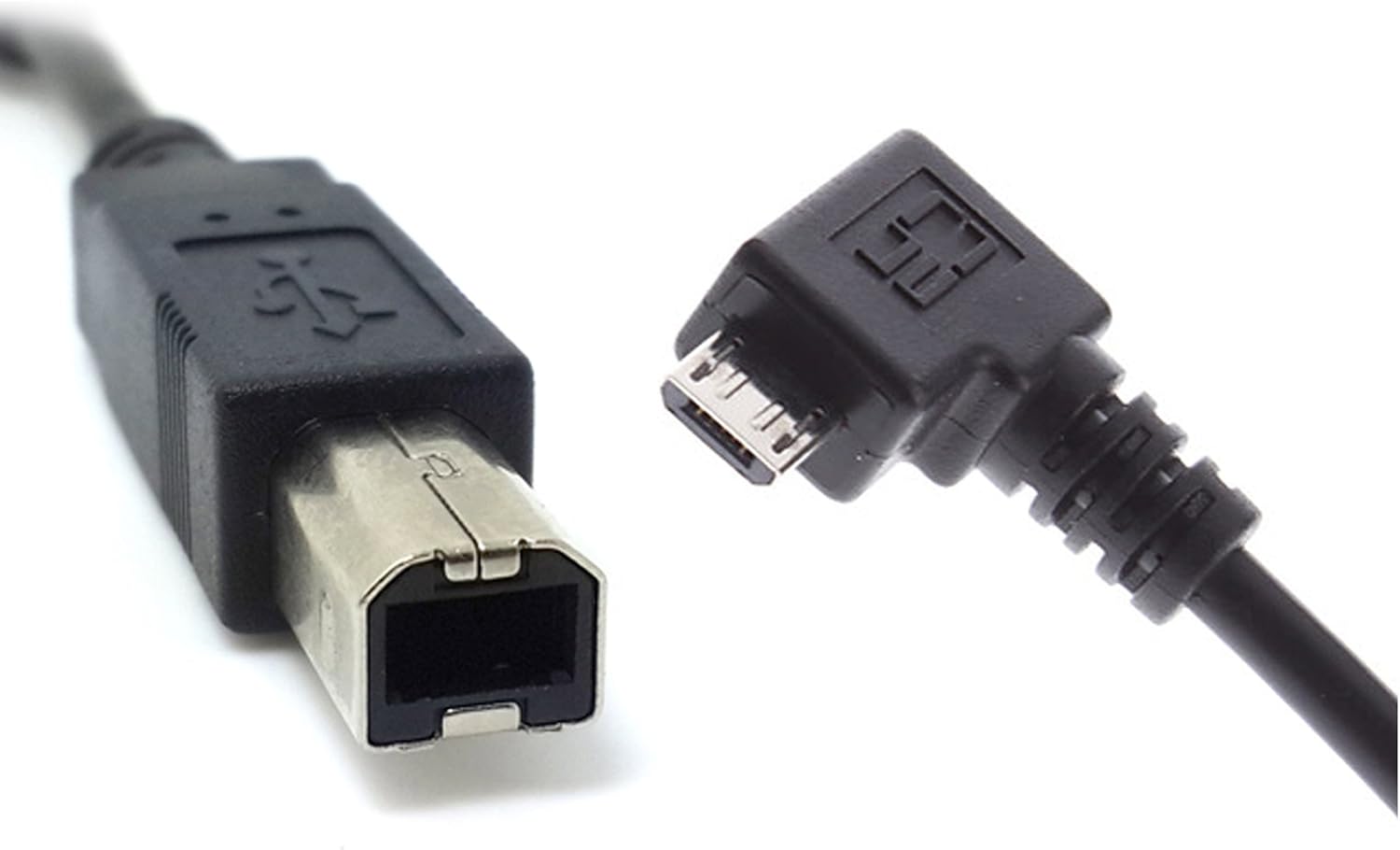 Xiwai Left Angled 90 Degree Micro USB OTG to Standard B Type Printer Scanner Hard Disk Cable 60cm, Black Left Angled - Image 5