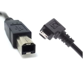 JSER Left Angled 90 Degree Micro USB OTG Host to Standard B Type Target Printer Scanner Hard Disk Cable 60cm