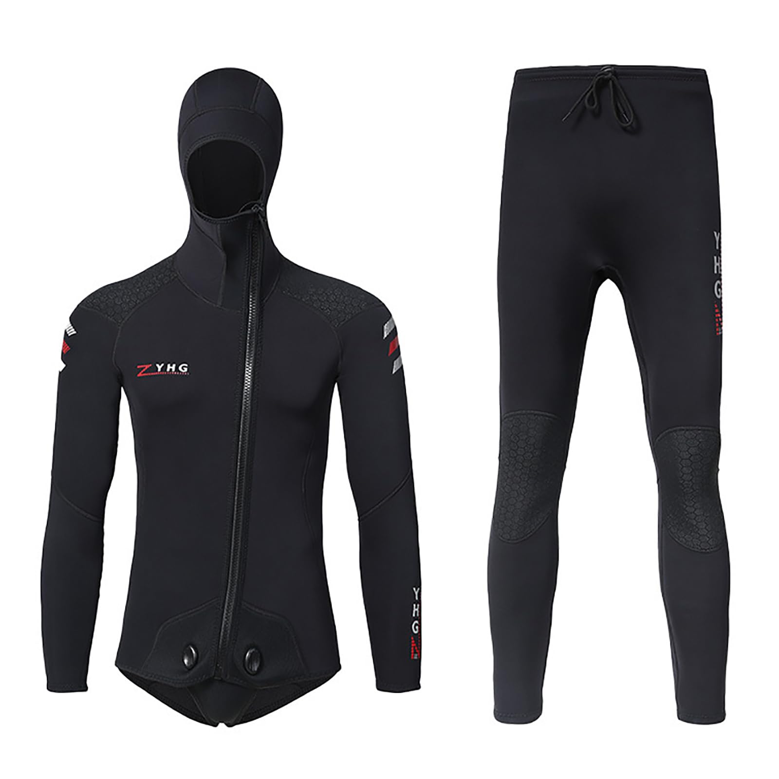Muta da sub in neoprene da 3 mm per uomo, muta da caccia nera a corpo intero in 2 pezzi con cappuccio, manica lunga per apnea in acqua fresca, snorkeling, immersioni subacquee