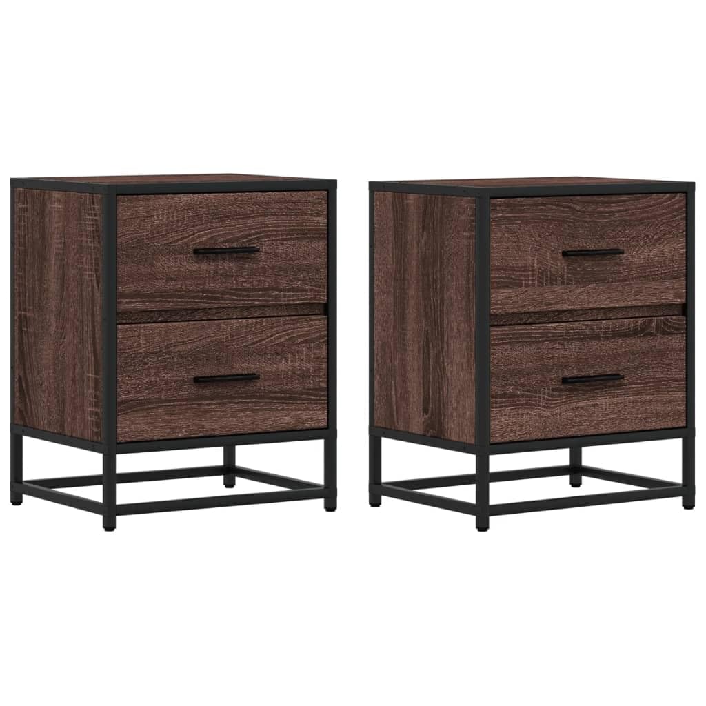 Table de nuit chêne et acier pour créer une ambiance de chambre chaleureuse lot de 2