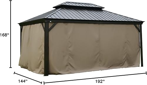 Miniatura 4 de Kozyard Cortina de privacidad para cenador de techo duro (para modelos Alexander, Caesar, Rosana, Apollo) (12 x 16 pies, marrón)