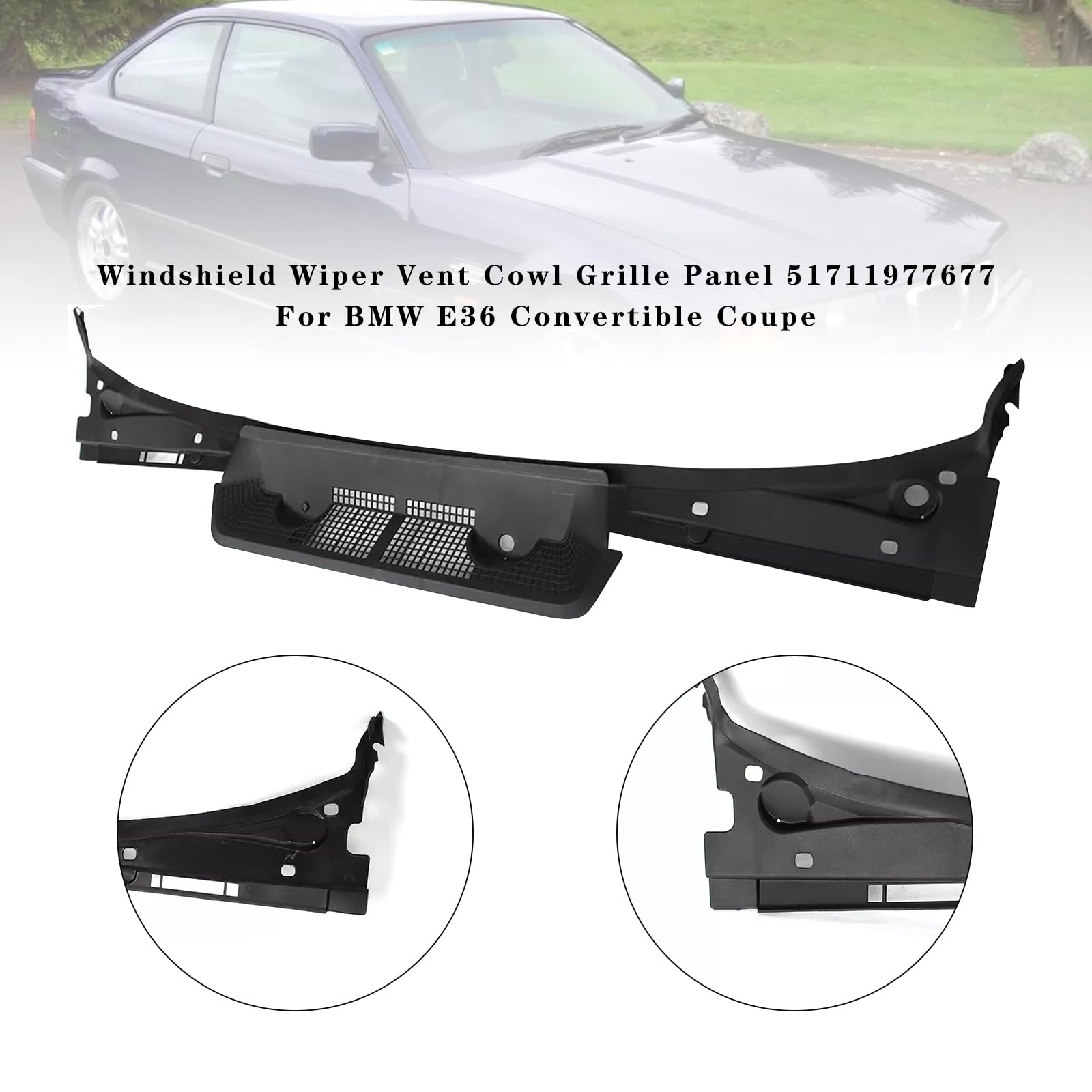 Grille Pare-Chocs Avant Pare-Brise 51711977677 pour BMW E36 Cabriolet Coupe 318i 318is 323i 323is 325i 325is 328i 328is M3 1992-1999 Gauche