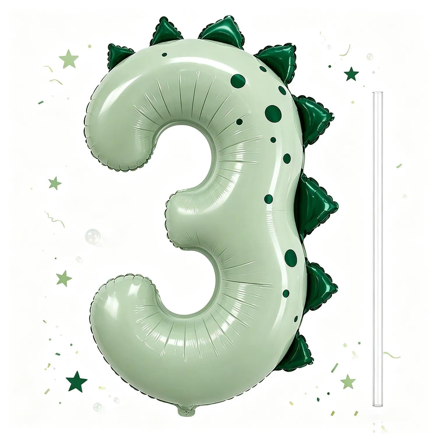 42 Inch Light Green Dinosaur Number Balloons, Dinosaur Birthday Decorations