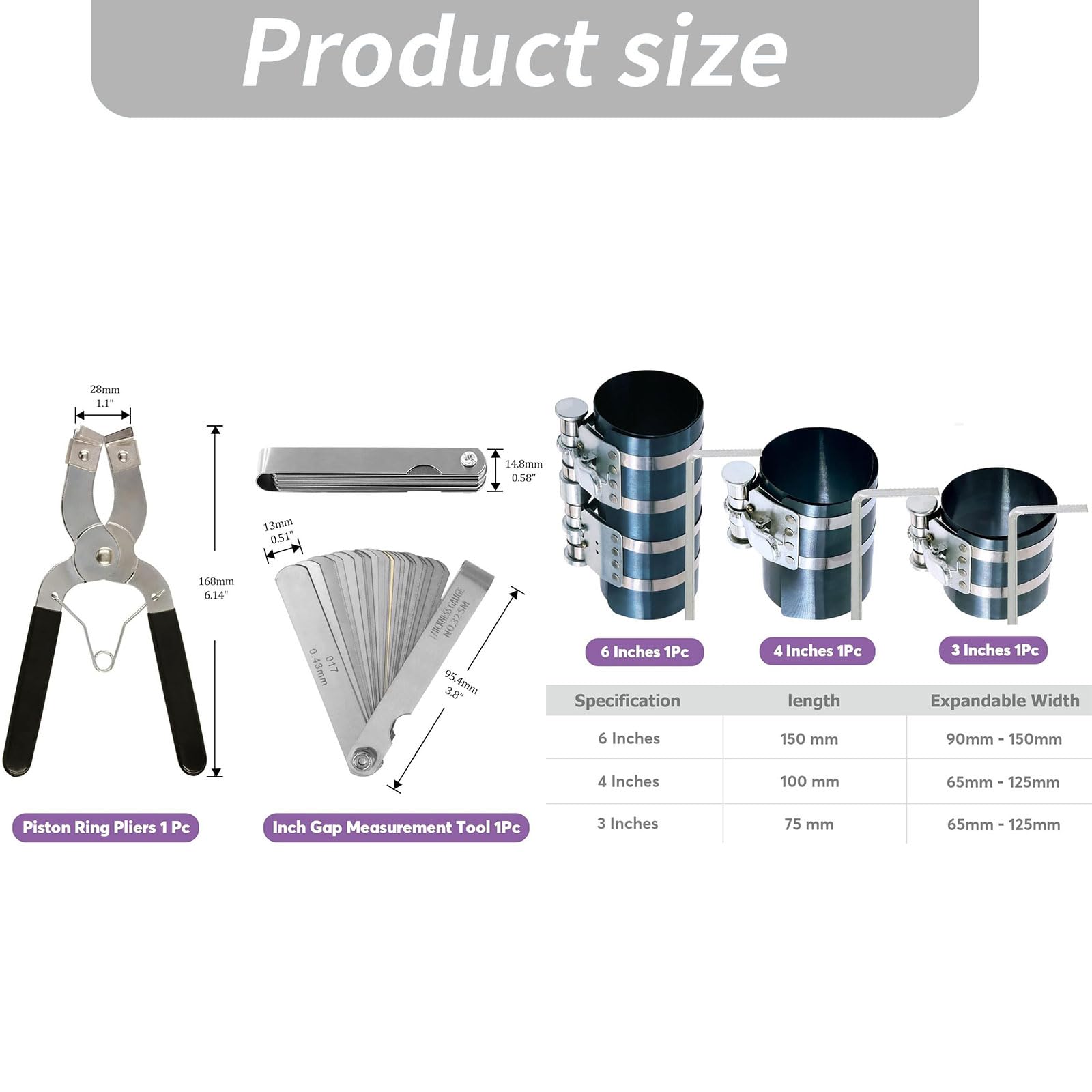Strumento di installazione di anelli di pistone multi-formato per vari motori Installatore pistone regolabile Anelli di installazione resistenti Strumento di presa Tecnico automatico