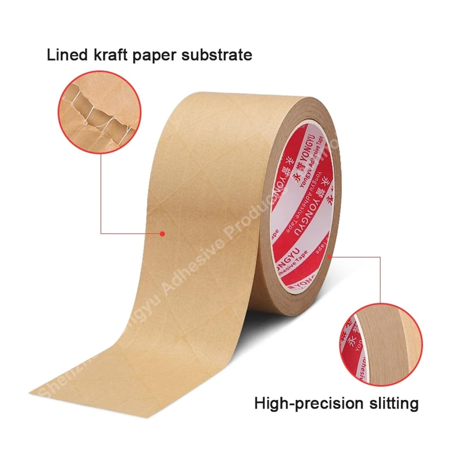 Mehrzweckband, Viskositätsbraunes Kraftpapierband, selbstklebendes, reißfestes, faserverstärktes Klebeband for versiegelte Kartonverpackungen(0.13MM*24MM,50M)