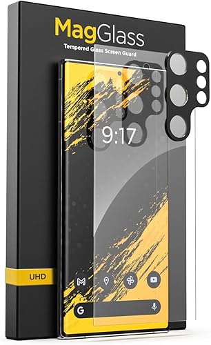 magglass Protector de pantalla HD para Samsung Galaxy S24 Ultra vidrio templado con protector de lente de cámara (aplicador fácil incluido)