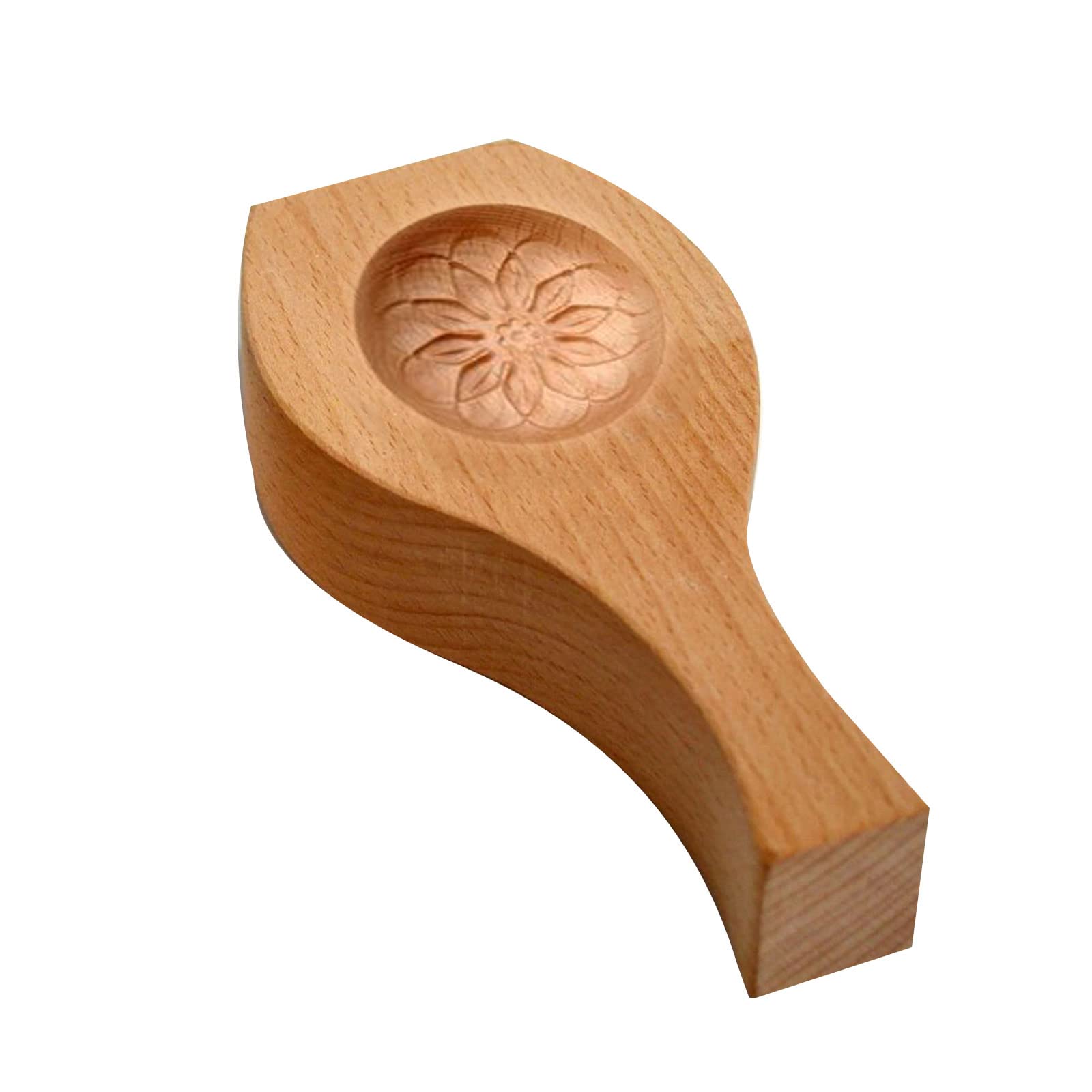 Nucelit Wooden Cake Wooden Baking Mold Flower Shape Chinese Traditional Mid-autumn Festival Cake Mold for Muffin Gift Molds for Baking
