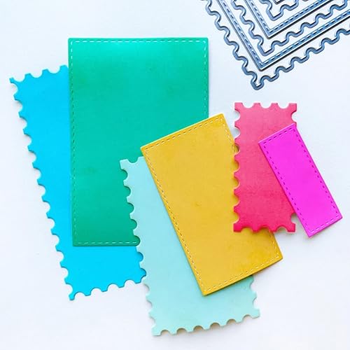 Miniatura 7 de Juego de 6 troqueles rectangulares de metal ondulados, marco de anidación rectangular cosido, plantillas de corte para manualidades, álbumes de