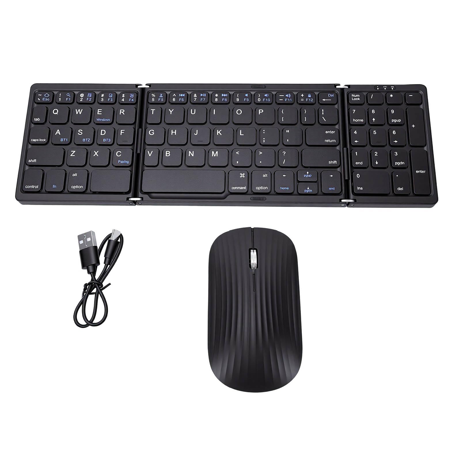 Jectse Tastiera Bluetooth Pieghevole con Tastierino Numerico, Tastiera Wireless e Set Mouse per Tablet Smartphone
