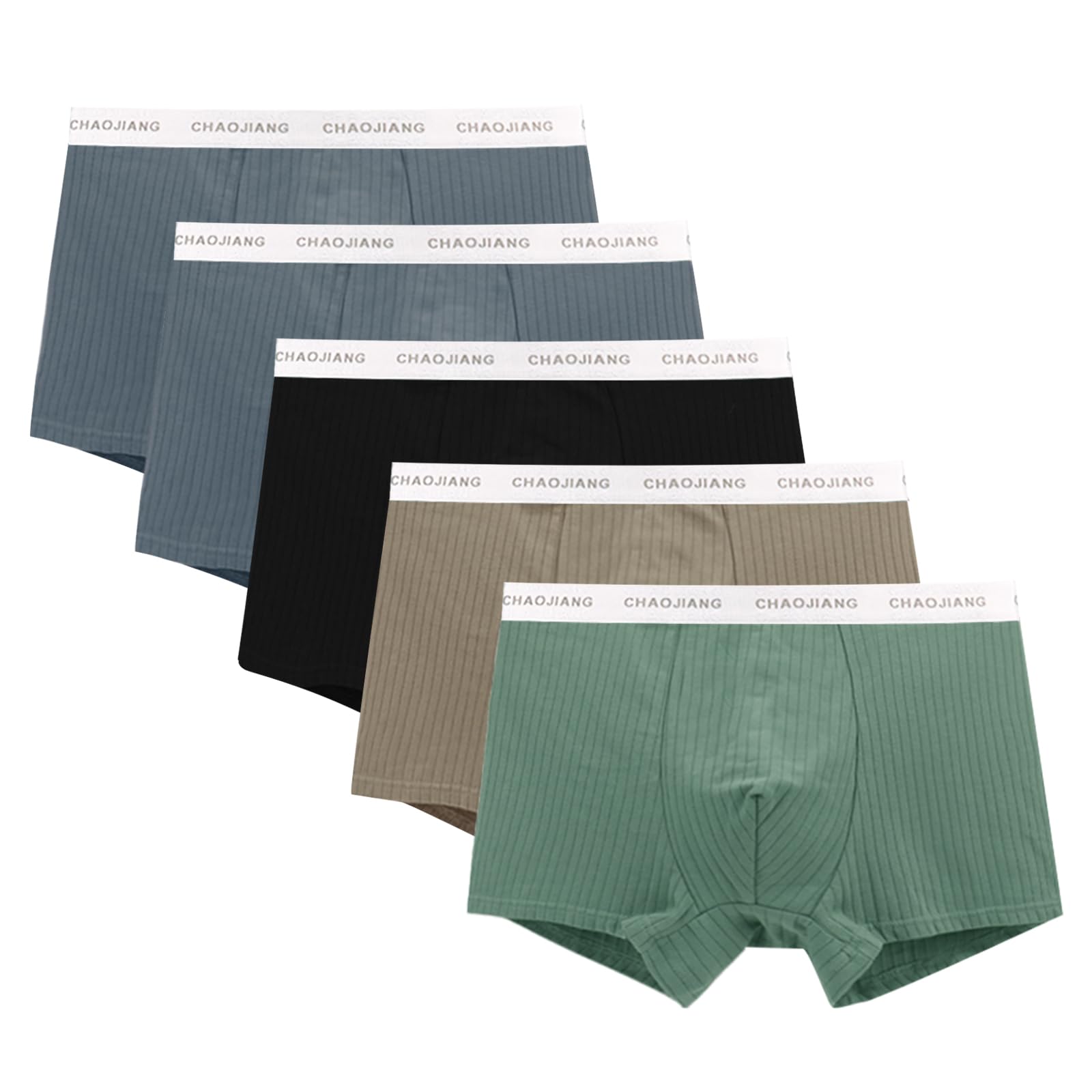 Men's Cotton Knitted Stretch Underwear Trunks Boxer Breathable Moisture-Wicking Mens Boxer Briefs 5 Pack