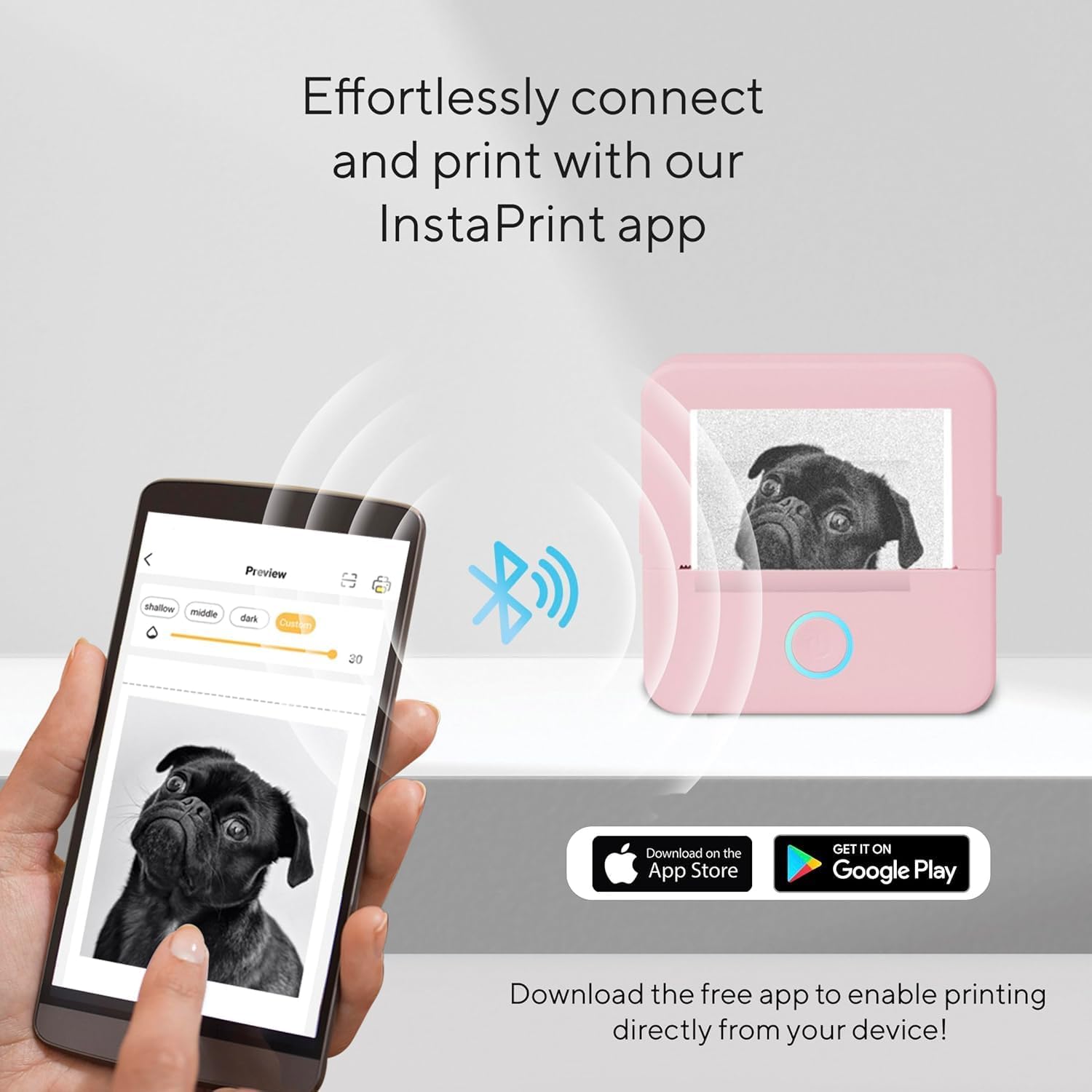 Core Innovations Wireless Mini Portable Inkless Thermal Printer & LabelMaker + Paper Pink