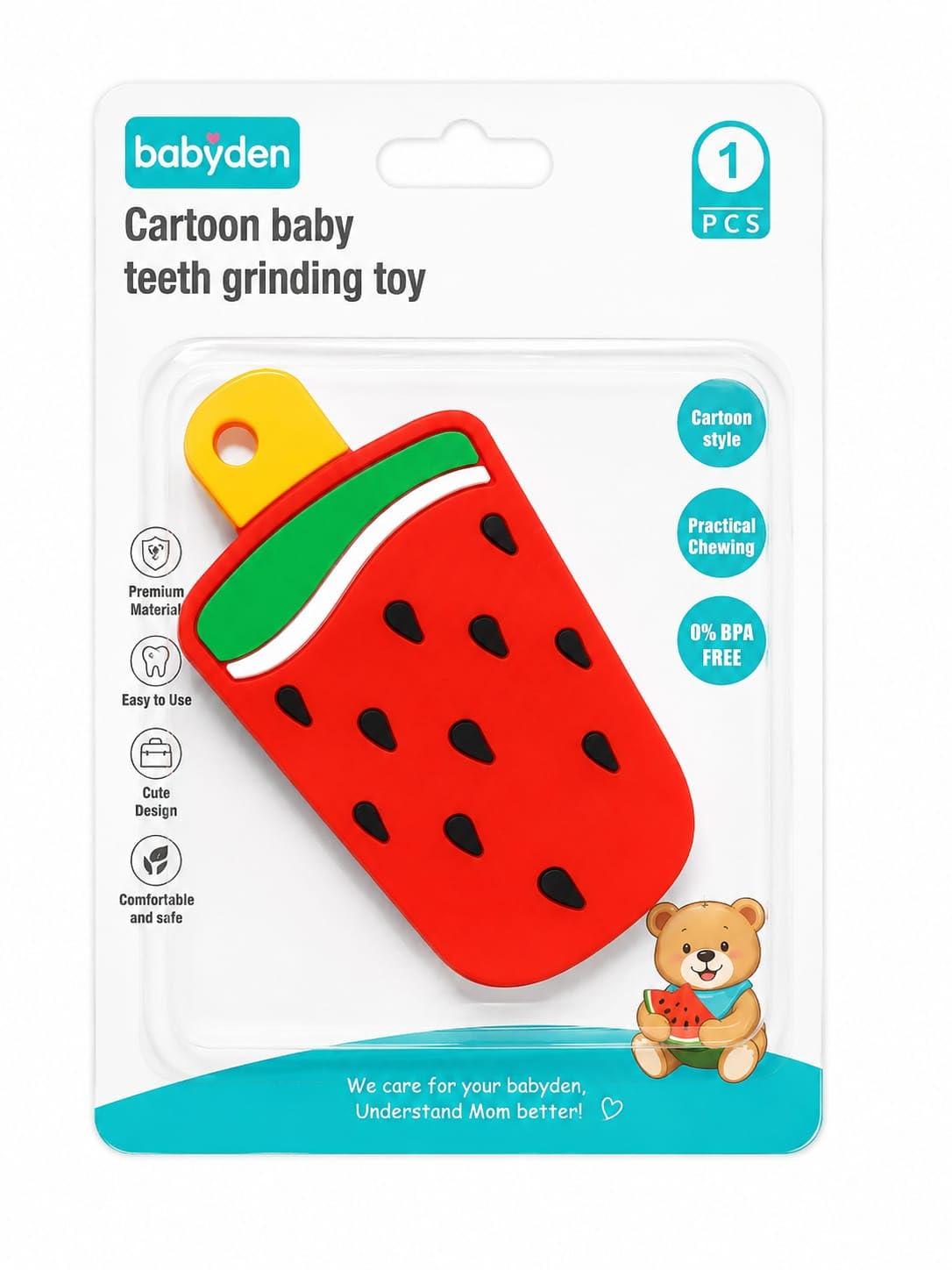 Silicone Baby Teether Toy | Cute Ice Cream Shape BPA-Free Chewable Soother for Infants & Toddlers | Soft & Safe Teething Toy for Gum Relief (Multi Colour)-image-39