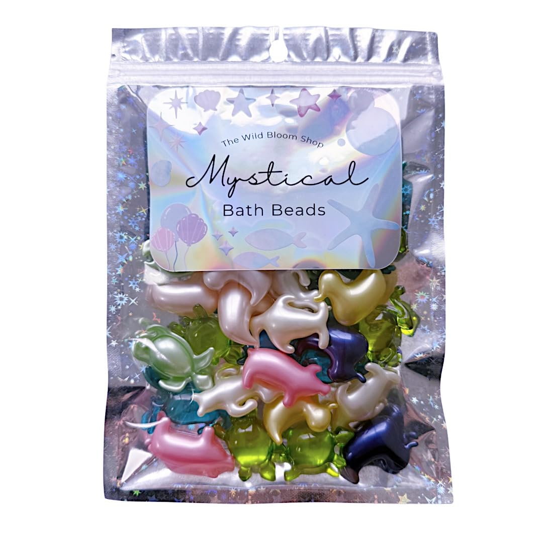 The Wild Bloom Shop 32 Piece Variety Pack - Mystical Bath Oil Beads Pearls Scented Capsules Mixed Bulk Animal Party Mix. Dissolving Melting Fragrance Tub Bomb Squeezing Popping Fun