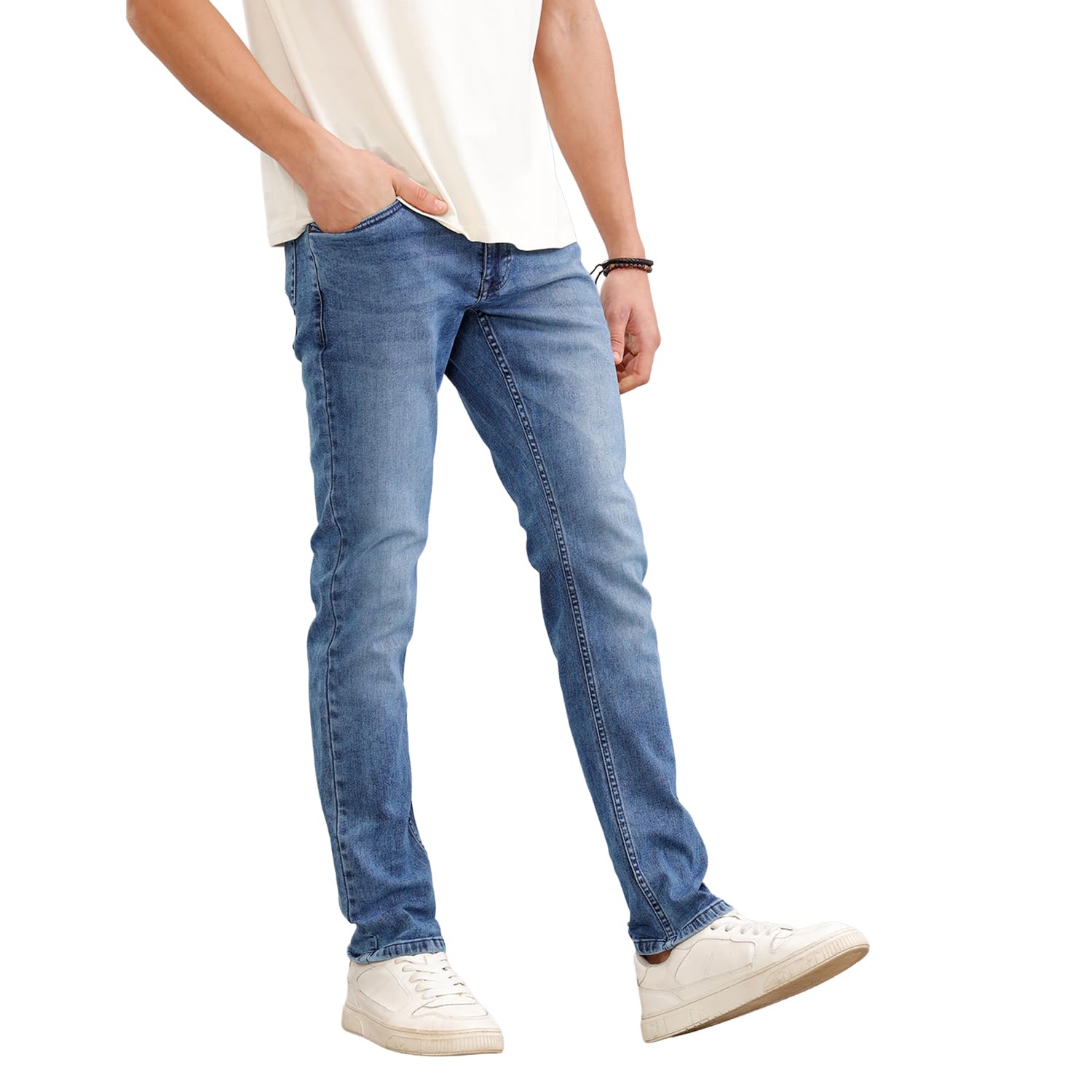 wrogn Men's Cotton Stretch Jeans | Solid | Slim Fit-picture-35