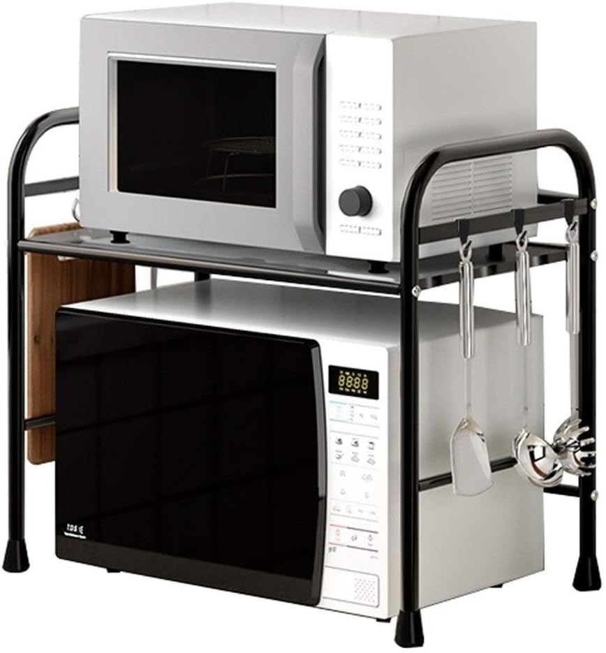 レンジ上ラック レンジ台 トースター キッチンカウンター 収納 電子レンジ棚 2ティア ご注文で当日配送 強くてしっかり Size Black 58cm Color 厚みあり