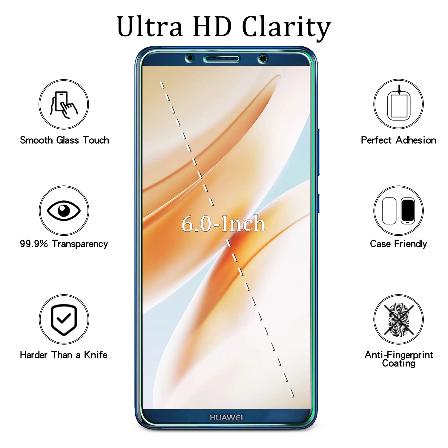 TM-Concept Vetro temperato integrale Huawei Mate 10 Lite - Bianco Total Protect