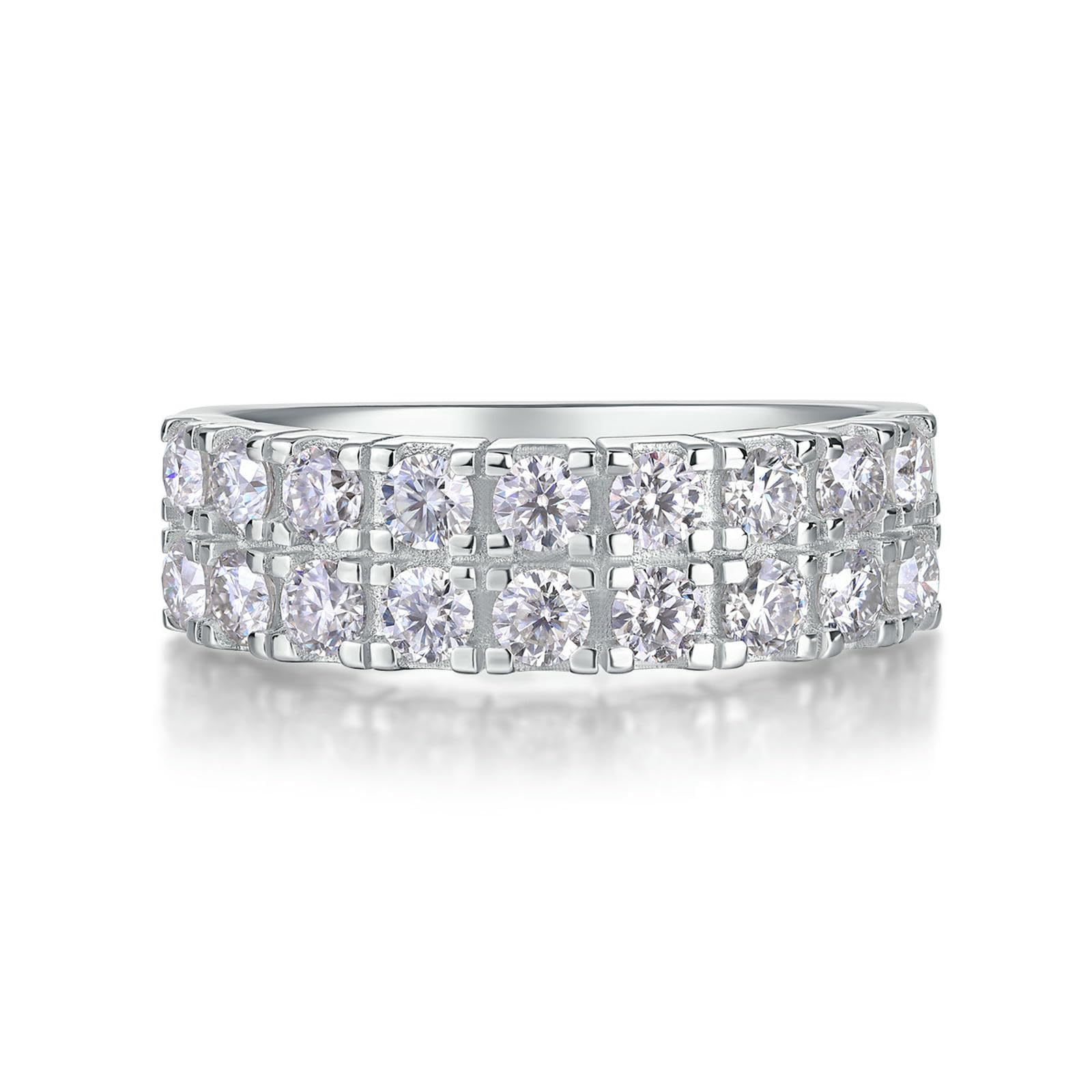 Anillo de moissanita multicapa de plata S925 para mujer, apilable, para ocasiones y regalos