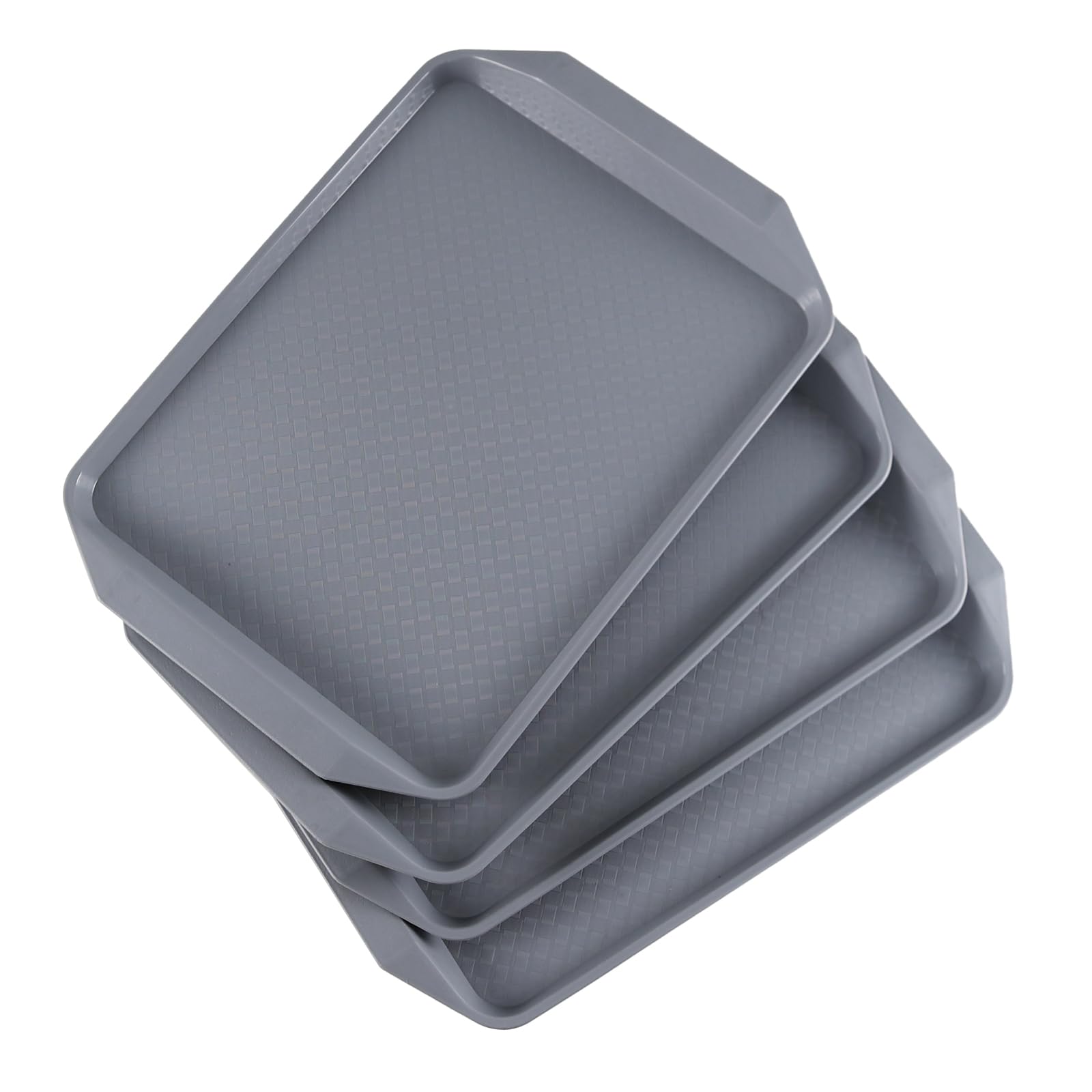 Plateaux de service rectangulaires en plastique gris lot de 4 pour repas à la maison