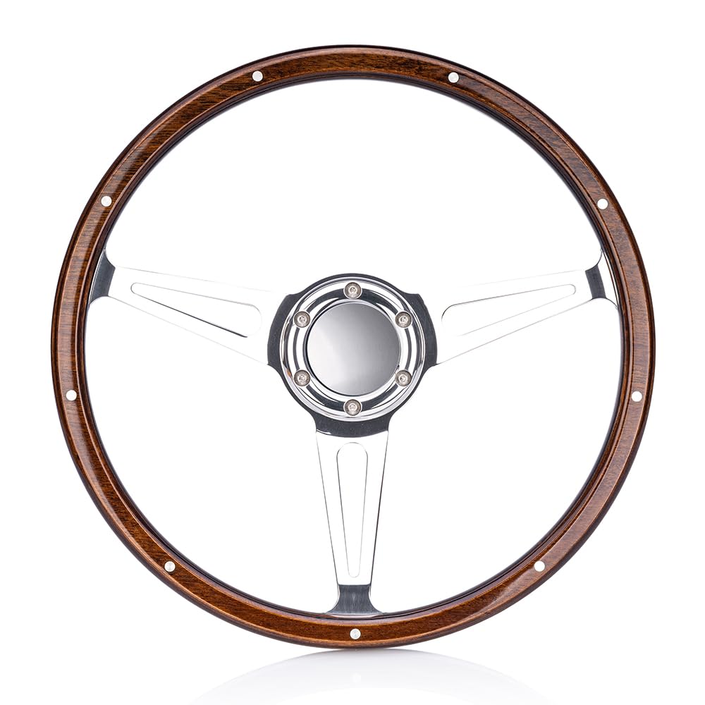 PREMIUM MILLE 5052 Bootslenkrad Holz in Mahagoni Optik inkl. Adapter passend für alle Boote mit Teleflex Ultraflex Lenkungen Steuerrad Bootssteuer