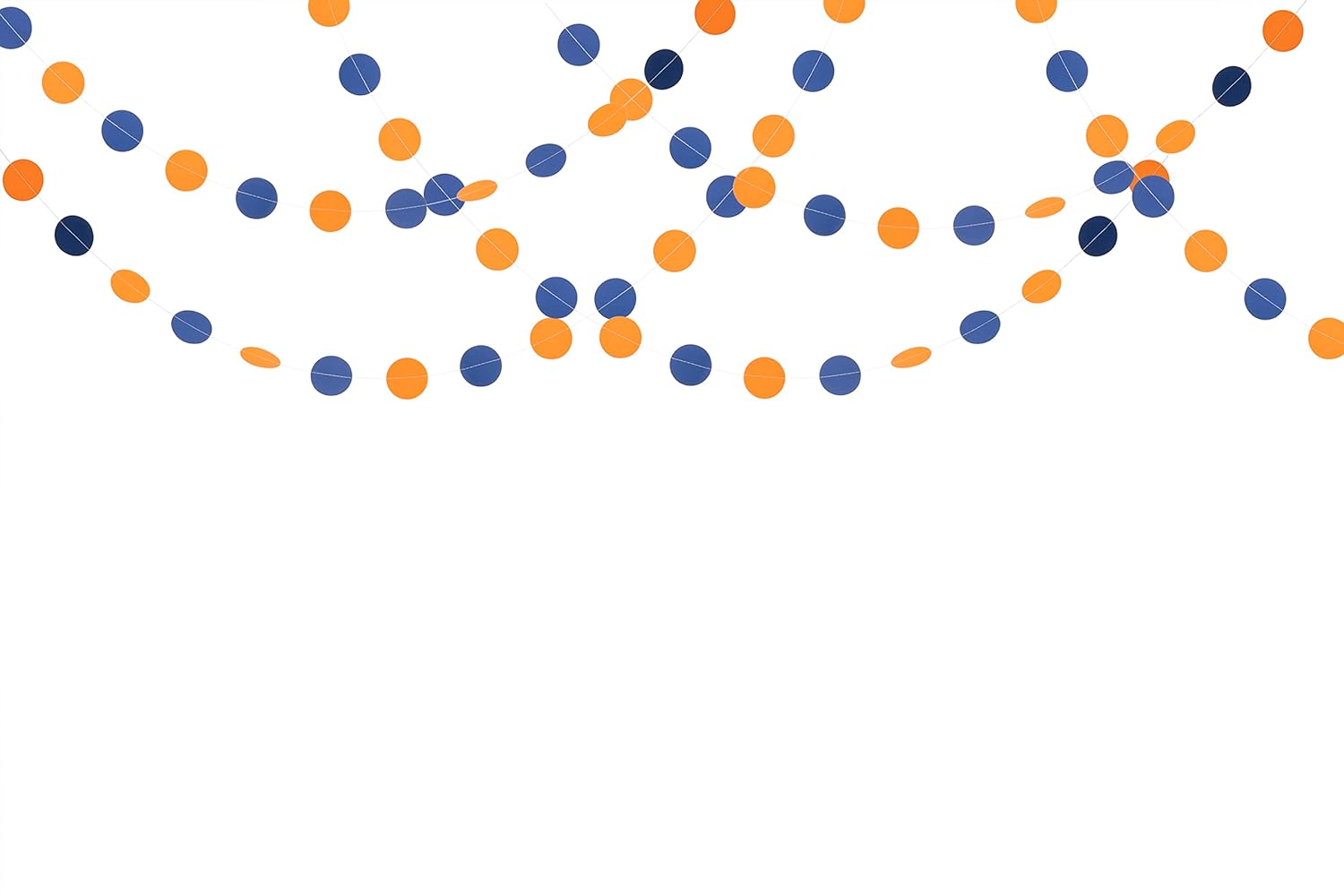 WEVEN Orange Blue Paper Garland Party Decorations Circle Dot Backdrop Party Banner Streamers, 30 Feet Orange and Blue image 3 of 6 B0C4V3QJVY