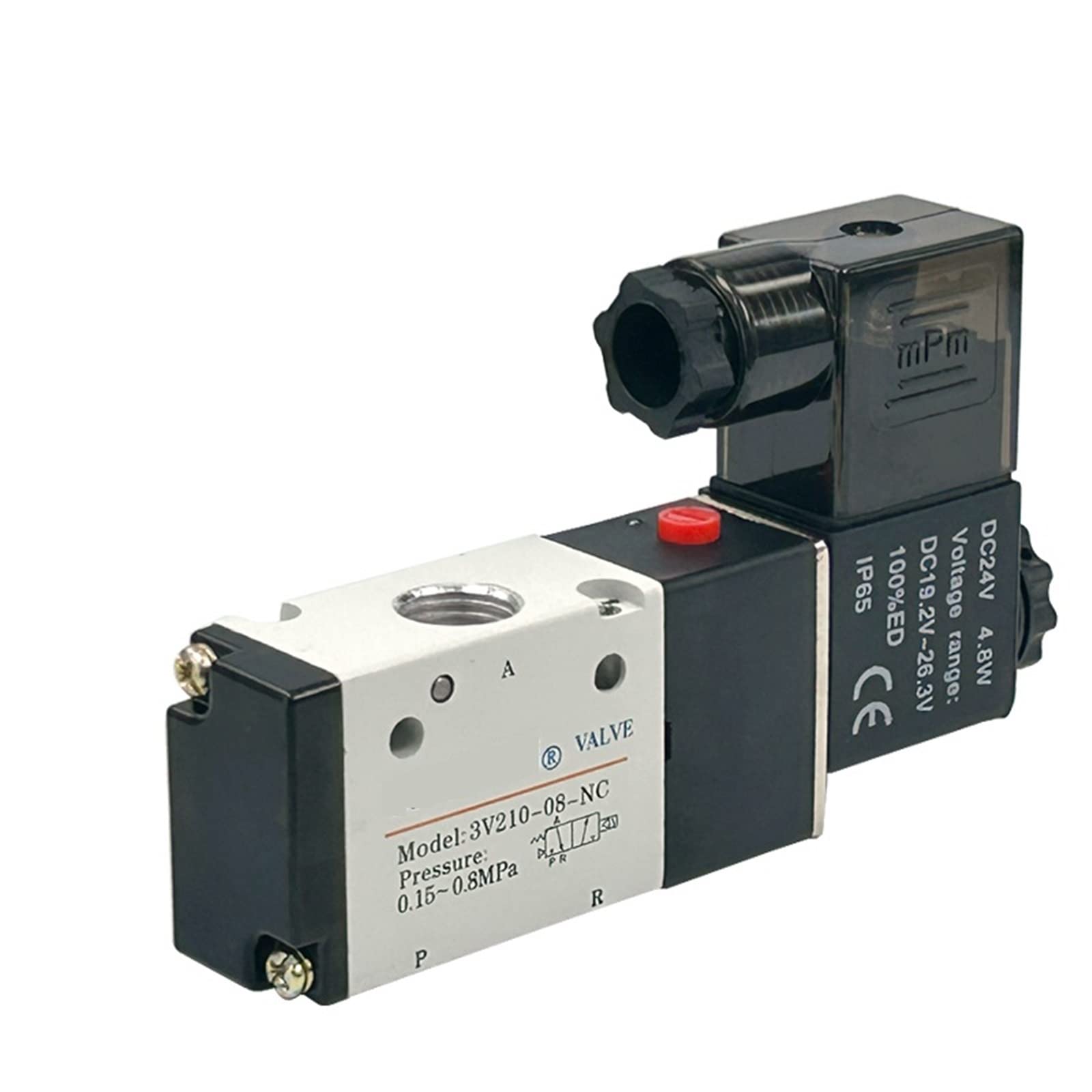 Solenoid Valves Air Gas Control 3V210-08 AC220V/DC24V/AC110V/DC12V 3Port 2Position 1/4quot; Single Pneumatic Valve 1Pcs(AC220V)