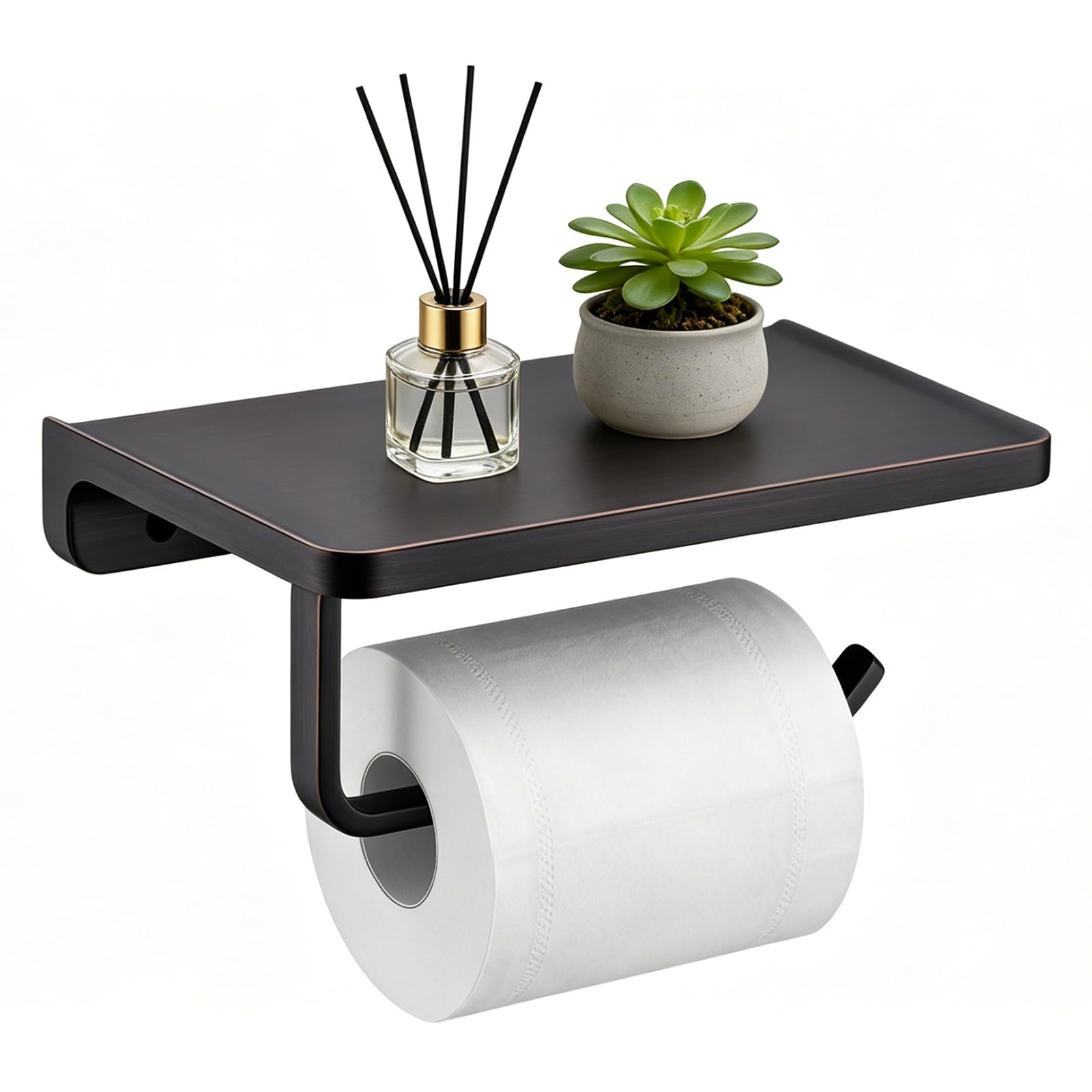 Toilettenpapierhalter mit Telefonablage Badezimmer Wandmontage Tissue Rollenspender Aufbewahrung Öl eingerieben Bronze