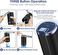 Vista 4 de Dispensador de agua plegable para botella de 5 galones, bomba de agua automática, bomba portátil de agua potable para cocina, hogar, oficina, 1