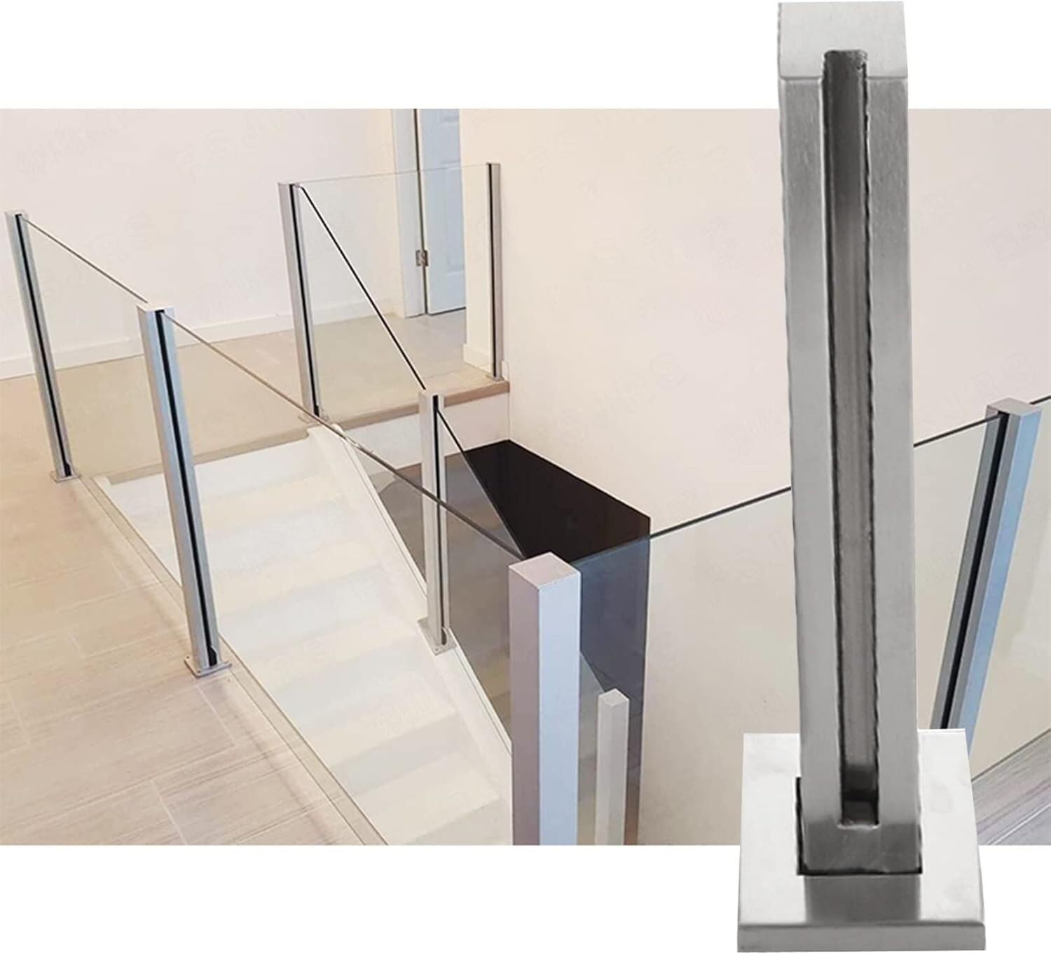 Poste de esquina para escaleras ajustable con soporte de paneles moderno