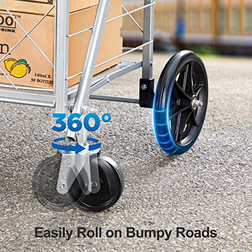 Pipishell Shopping Cart, Heavy-Duty Grocery Cart On Wheels With Extra Rear Basket & Leakproof Cover, Folding Grocery Shopping Cart With High 160 Lbs/134 L Capacity, Pituc2S #TOP3