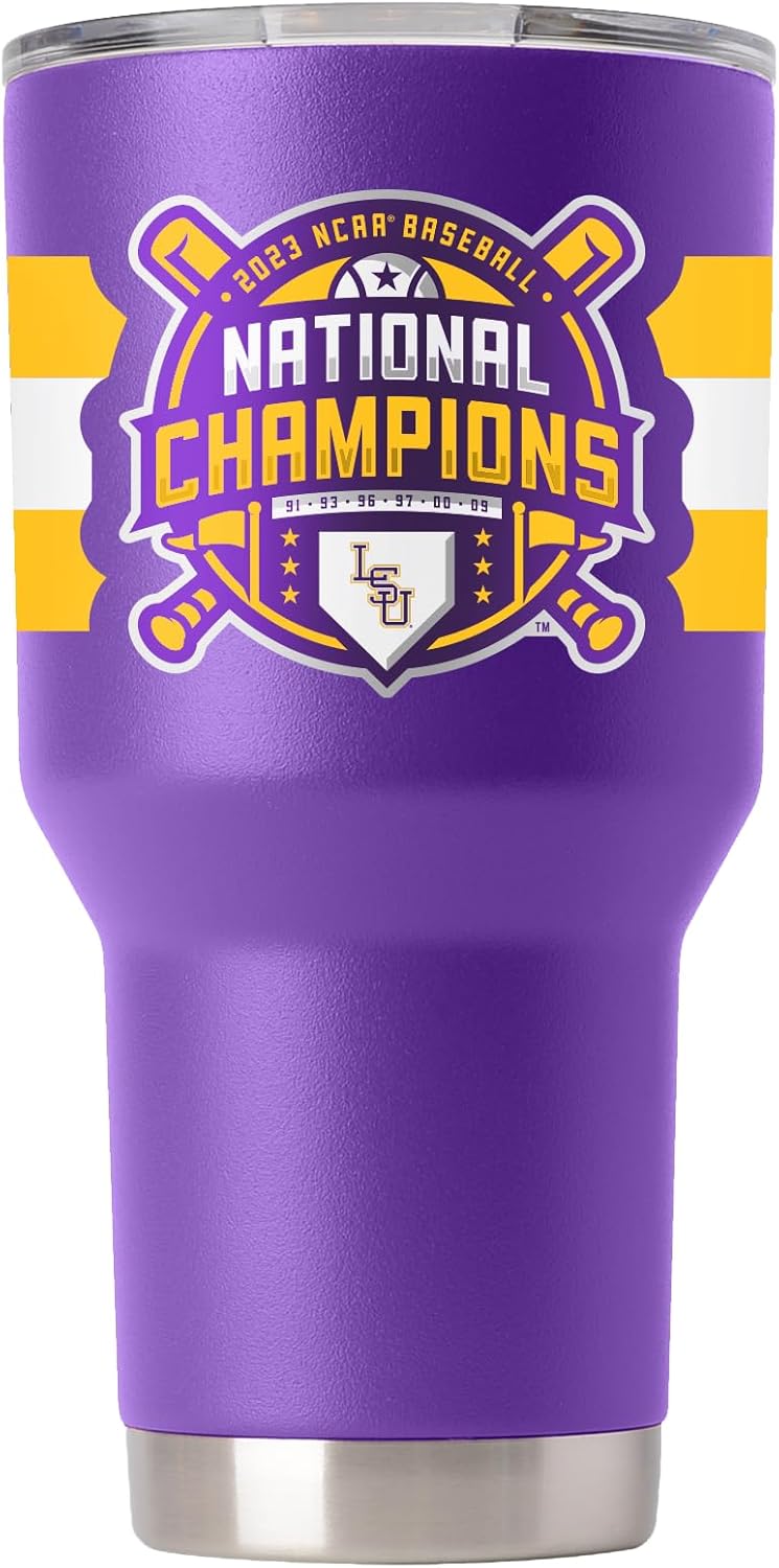 Gametime Sidekicks LSU 30oz Purple Tumbler - Officially Licensed, 18/8 Stainless Steel, Double-walled, Vacuum-insulated - 2023 Baseball National Champions