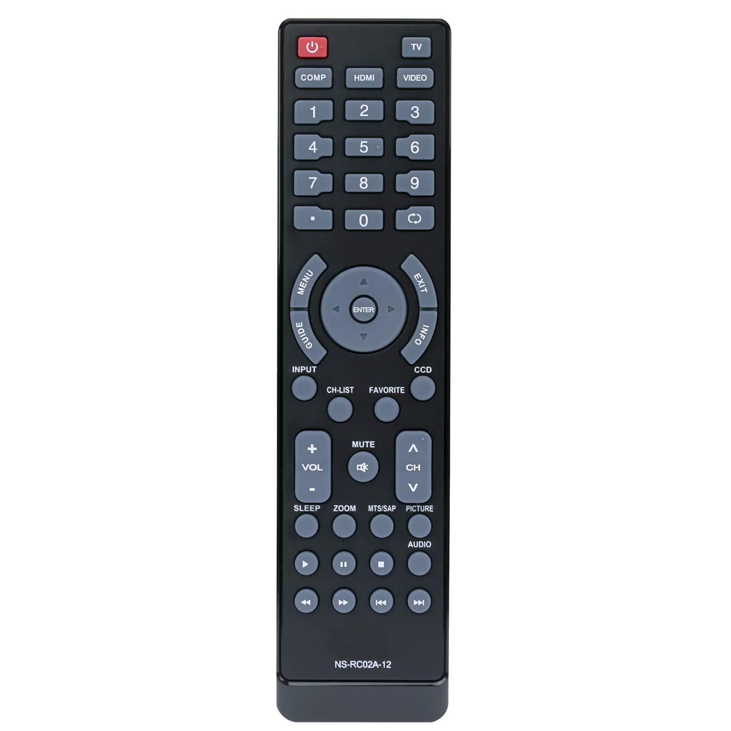 NS-RC02A-12 Remote fit for Insignia TV NS-15E720A12 NS-19E720A12 NS-22E730A12 NS-24E730A12 NS-32E740A12 NS-37L760A12 NS-42E760A12 NS-42L780A12 NS-46L780A12 NS-55L780A12 NS-46E790A12 NS-55E790A12