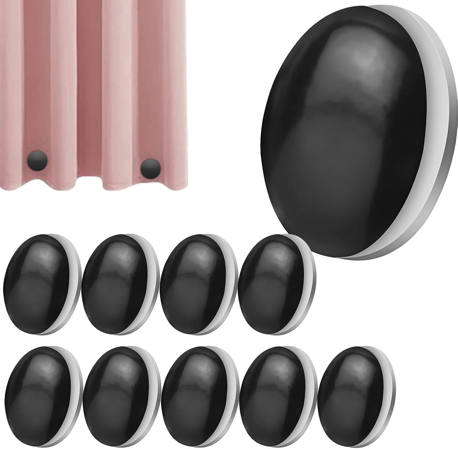 Naysku 10 Magnetic Shower Curtain Weights - Rubber Covered Heavy Duty Weights, Windproof Cloth Weights Magnet, Prevent Curtain Liner from Blowing Around for Drapery, Tablecloth, Flag, Outdoor Curtain