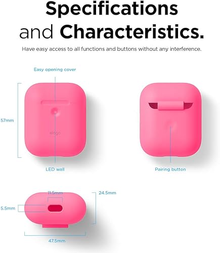 Miniatura 8 de elago Funda protectora de silicona compatible con Apple AirPods 2 funda de carga inalámbrica, LED frontal visible, revestimiento antideslizante en
