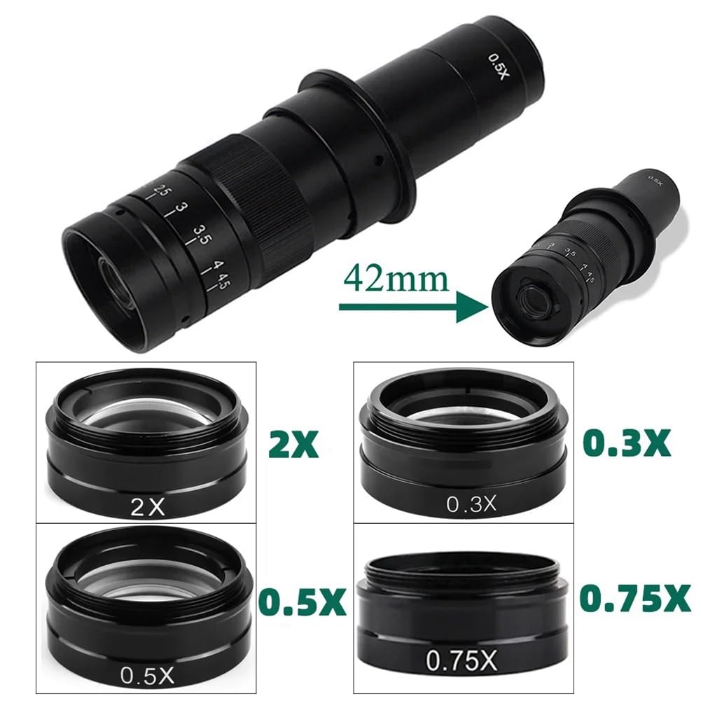 Professionelles Monokularmikroskop-Hilfsobjektiv, Barlow-Linse, 0,75-Fach, Installationsgewinde 42 mm für 10 A, 120-Fach, 180-Fach, 300-Fach, Einfache Installation