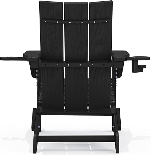 Miniatura 11 de SERWALL Silla Adirondack con soportes dobles para tazas, silla Adirondack plegable moderna y moderna, silla para hoguera de polietileno de alta
