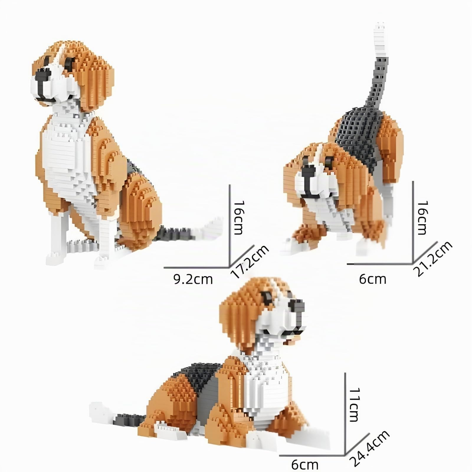 3 en 1 Beagle Dog Bloques de construcción para adultos, 1050 piezas Mini Micro Bloques de sujeción, Kit de construcción de animales, muebles para oficina en casa, regalo de cumpleaños para