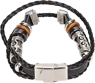 Smartwatch Band, Leather Watch Replacement Wrist Strap Ethnic Vintage Style for Fitbit Luxe(Blac
