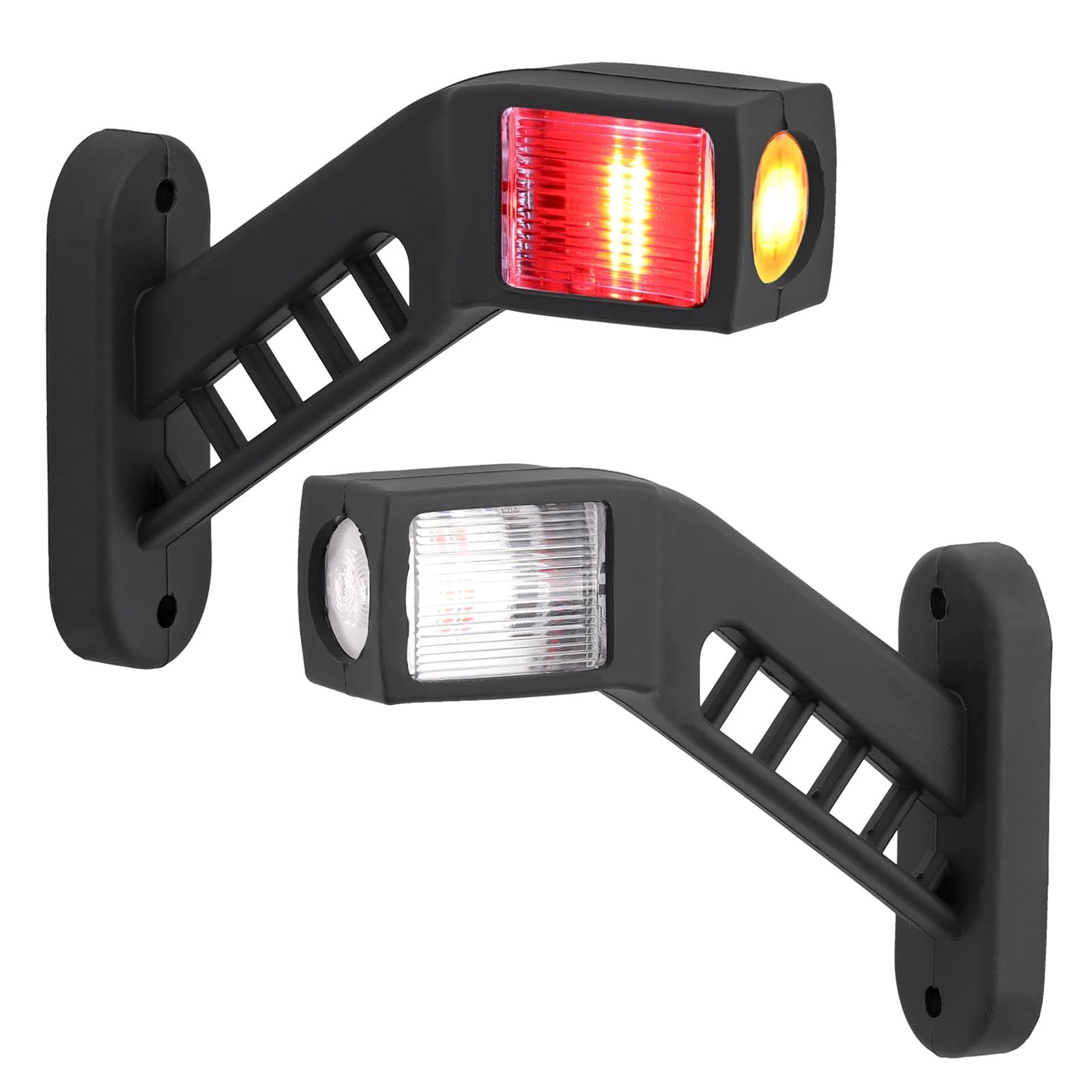 Justech 2 Stück LED Seitenmarkierungsleuchten 12-30V Wasserdichte Anhänger Seitenmarkierung Lampe Warnlicht Weiß Rot Amber für Lkw Anhänger Lkw Caravan