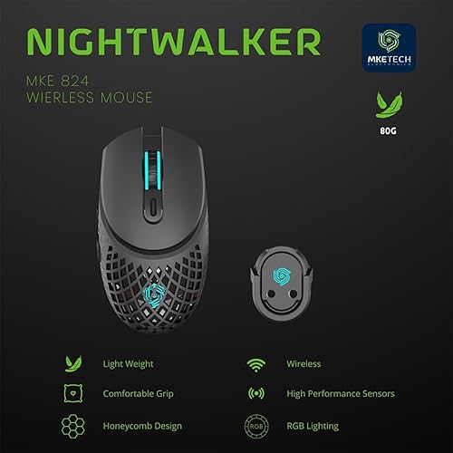 Miniatura 3 de Mouse inalámbrico con base de carga magnética, trimodo (Bluetooth2.4Gcableado), mouse ligero, carcasa de panal, iluminación RGB, compatible con PC,