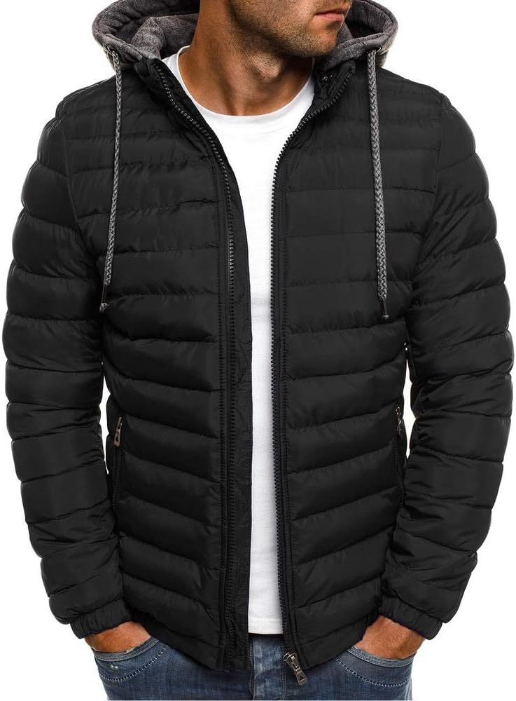 Men's Hooded Down Jacket Puffer Casual Fashion Warm Jacket Windproof