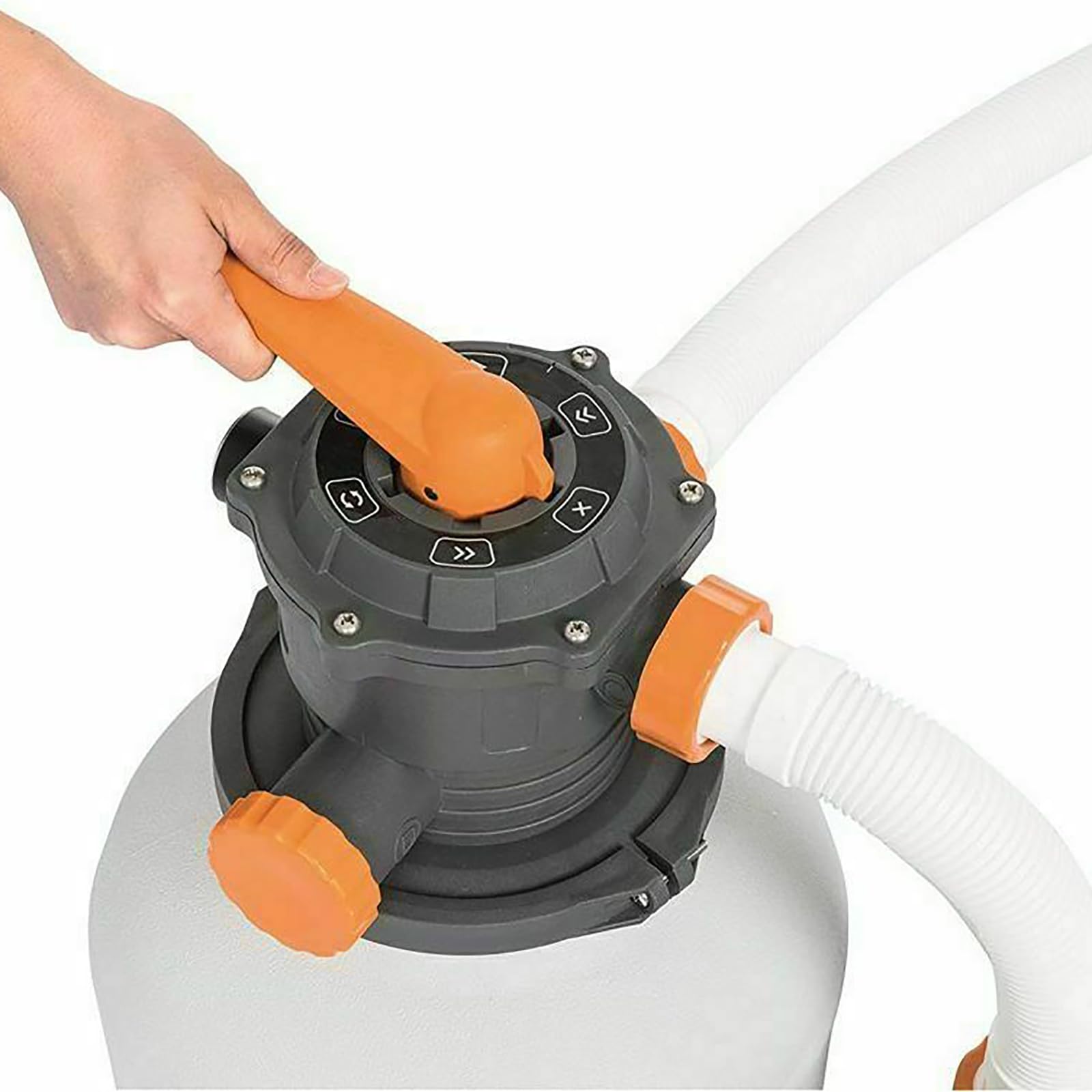 JOSBY System filtrów piaskowych Flowclear z Chem Connect, 1500 GAL Łatwy w użyciu i instalacji, odporny na korozję trwały zbiornik filtrujący, do pływających odpadów basenowych